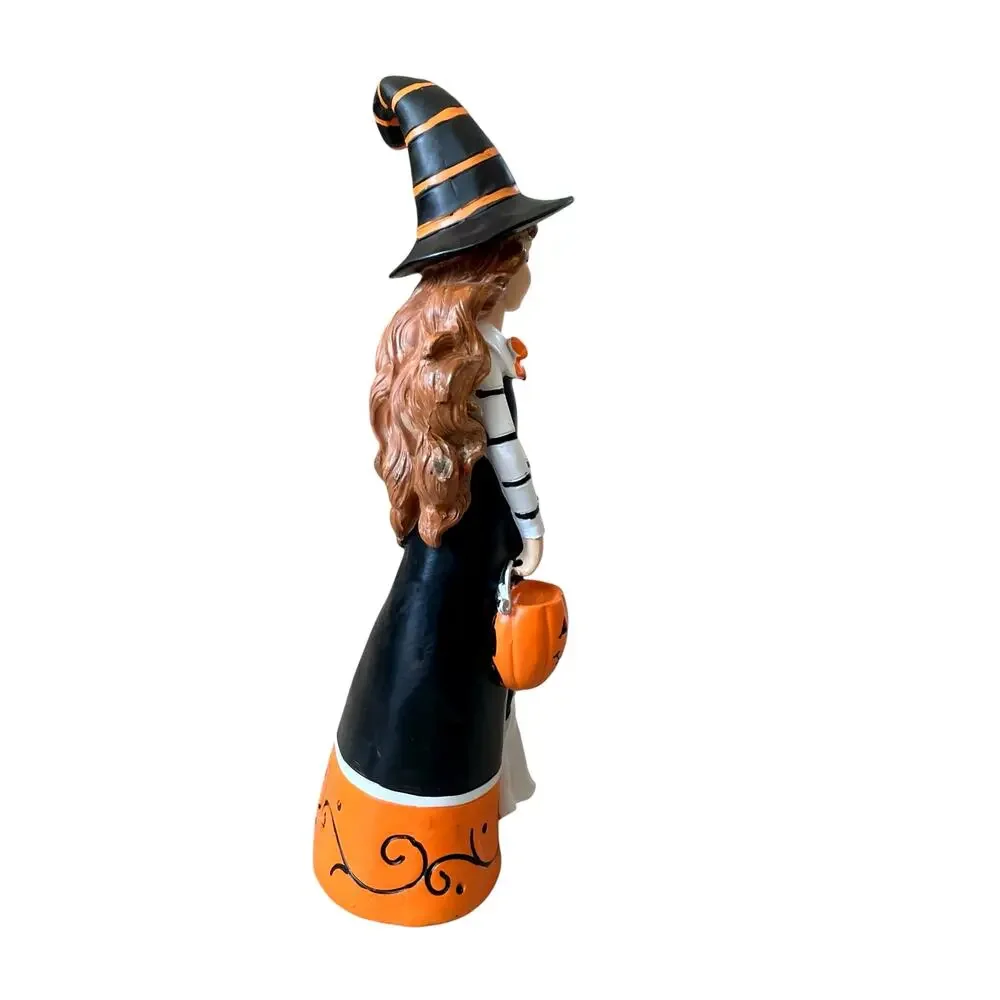 Candy Corn Lane Witch Figurine 14in Black Orange White Halloween Decor New